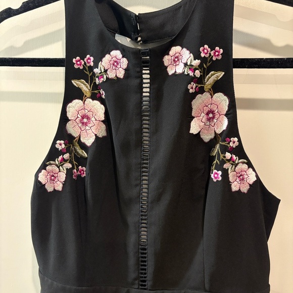 bebe Pants - EUC bebe Black JUMPER with Pink Floral Embroidery, Sz 4P